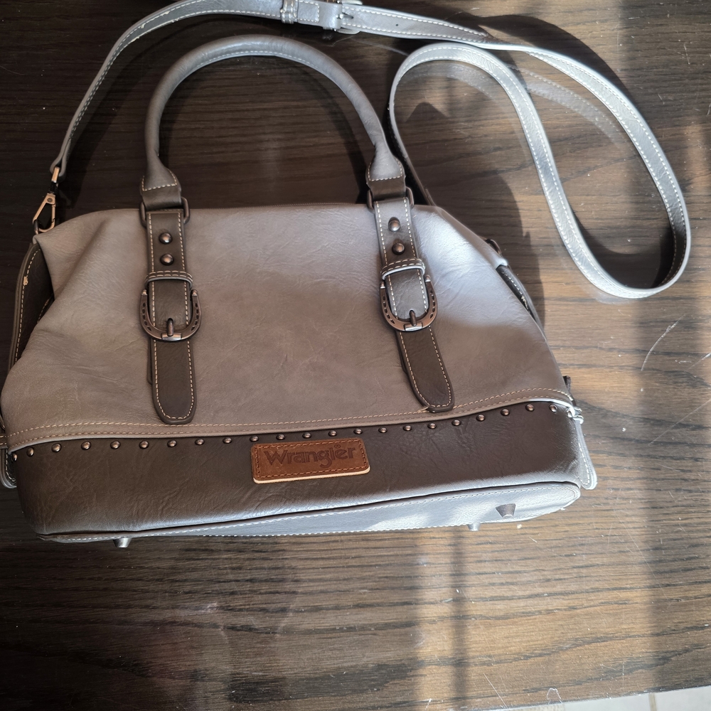 Wrangler Belt Buckle Classic Purse Barrel Satchel Womens Western Cowgirl EUC